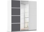 Kleiderschrank OTTO HOME "Mehrzweckschrank Aktenschrank Möbel Mietswohnung Schlafzimmer AVOLA", weiß (alpinweiß, graumetallic, leisten weiß), B:203cm H:210cm T:62cm, Holzwerkstoff, Schränke, Kleiderschrank, mit eleganten Zierleisten in Chrom, Schwarz oder Weiß MADE IN GERMANY