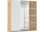 Kleiderschrank OTTO HOME "Mehrzweckschrank Aktenschrank Möbel Mietswohnung Schlafzimmer AVOLA", beige (eiche artisan, alpinweiß, leisten weiß), B:203cm H:229cm T:62cm, Holzwerkstoff, Schränke, Kleiderschrank, mit eleganten Zierleisten in Chrom, Schwarz oder Weiß MADE IN GERMANY