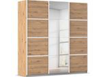 Kleiderschrank OTTO HOME "Mehrzweckschrank Aktenschrank Möbel Mietswohnung Schlafzimmer AVOLA", beige (eiche artisan, leisten weiß), B:203cm H:210cm T:62cm, Holzwerkstoff, Schränke, Kleiderschrank, mit eleganten Zierleisten in Chrom, Schwarz oder Weiß MADE IN GERMANY