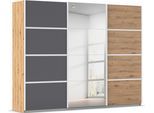 Kleiderschrank OTTO HOME "Mehrzweckschrank Aktenschrank Möbel Mietswohnung Schlafzimmer AVOLA", beige (eiche artisan, graumetallic, leisten weiß), B:271cm H:229cm T:62cm, Holzwerkstoff, Schränke, Kleiderschrank, mit eleganten Zierleisten in Chrom, Schwarz oder Weiß MADE IN GERMANY