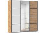 Kleiderschrank OTTO HOME "Mehrzweckschrank Aktenschrank Möbel Mietswohnung Schlafzimmer AVOLA", beige (eiche artisan, alpinweiß, leisten graumetallic), B:203cm H:229cm T:62cm, Holzwerkstoff, Schränke, Kleiderschrank, mit eleganten Zierleisten in Chrom, Schwarz oder Weiß MADE IN GERMANY