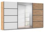 Kleiderschrank OTTO HOME "Mehrzweckschrank Aktenschrank Möbel Mietswohnung Schlafzimmer AVOLA", beige (eiche artisan, alpinweiß, leisten graumetallic), B:360cm H:229cm T:62cm, Holzwerkstoff, Schränke, Kleiderschrank, mit eleganten Zierleisten in Chrom, Schwarz oder Weiß MADE IN GERMANY