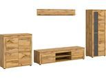 Wohnwand OTTO HOME "AOSTA, Breite 330cm, 4-teilige Wohn-Kombination", braun (wotan eiche nachbildung), B:330cm H:159cm T:40cm, Holzwerkstoff, Kastenmöbel-Sets, Wohnwand, Wohnwand, Kombination, Anbauwand, Möbel Set, Schrankwand, Möbel Kombi