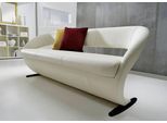 Essbank K+W KOMFORT & WOHNEN "Wave, Polsterbank", weiß (bianco), B:204cm H:83cm T:68cm, Bronco: Nappaleder pigmentiert, Dickleder, 1, 3/1, 5mm, mit rustikal gekörnten Narbenbild, Sitzbänke, Essbank, in geschwungener Optik mit Metallkufe in schwarz Struktur