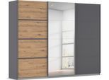 Kleiderschrank OTTO HOME "Mehrzweckschrank Aktenschrank Möbel Mietswohnung Schlafzimmer AVOLA", grau (graumetallic, eiche artisan, leisten graumetallic), B:271cm H:229cm T:62cm, Holzwerkstoff, Schränke, Kleiderschrank, mit eleganten Zierleisten in Chrom, Schwarz oder Weiß MADE IN GERMANY