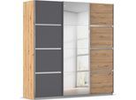 Kleiderschrank OTTO HOME "Mehrzweckschrank Aktenschrank Möbel Mietswohnung Schlafzimmer AVOLA", beige (eiche artisan, graumetallic, leisten chrom), B:203cm H:229cm T:62cm, Holzwerkstoff, Schränke, Kleiderschrank, mit eleganten Zierleisten in Chrom, Schwarz oder Weiß MADE IN GERMANY