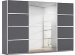 Kleiderschrank OTTO HOME "Mehrzweckschrank Aktenschrank Möbel Mietswohnung Schlafzimmer AVOLA", grau (graumetallic, leisten weiß), B:315cm H:210cm T:62cm, Holzwerkstoff, Schränke, Kleiderschrank, mit eleganten Zierleisten in Chrom, Schwarz oder Weiß MADE IN GERMANY