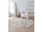 Teppich THE CARPET "Mila", beige (creme), H:8mm Ø:200cm, Polyester, Teppiche, Teppich, moderner Wohnzimmer Teppich elegant glänzender Flor