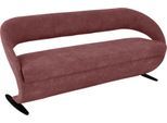 Essbank K+W KOMFORT & WOHNEN "Wave, Polsterbank", rot (bordeaux), B:204cm H:83cm T:68cm, 785: Microfaser, 100% Polyester, Sitzbänke, Essbank, in geschwungener Optik mit Metallkufe in schwarz Struktur