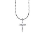 Kette mit Anhänger BRUNO BANANI "Schmuck Geschenk Kordelkette aus Edelstahl mit großem Kreuz", edelstahlfarben, kristallweiß, Halsketten, Damen, Edelstahl, L: 55 B: 2,7mm, mit Zirkonia (synth.), B:2,7mm