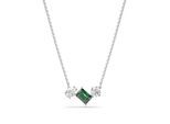 Kette mit Anhänger SWAROVSKI "MESMERA", grün (metallfarben, kristallweiß, grün), Halsketten, Damen, Metall, L: 45 B: 8,5mm, mit Swarovski Zirkonia (synth.), B:8,5mm