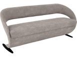 Essbank K+W KOMFORT & WOHNEN "Wave, Polsterbank", grau (hellgrau), B:204cm H:83cm T:68cm, 785: Microfaser, 100% Polyester, Sitzbänke, Essbank, in geschwungener Optik mit Metallkufe in schwarz Struktur