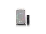 Lenco Karaoke-System mit Bluetooth®, wiederaufladbarem Akku, drahtlosem Karaoke-Mikrofon und Disco-LED-Beleuchtung Weiß