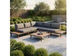 Gardenson Loungegarnitur, Braun, Graphit, Metall, Textil, Holz, Akazie, Hartholz, Füllung: Schaumstoff, Polyurethan (PUR),Schaumstoff, Polyurethan (Pur), Eckteil, L-Form, einzeln stellbar, 287.5x28x287.5 cm, Fsc, Loungemöbel, Gartenlounge-Sets