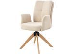 Livetastic Armlehnstuhl, Beige, Holz, Metall, Textil, Eiche, Pappel, massiv, Sperrholz, Flachrohr, 60x94x66 cm, Sitzfläche 360° drehbar, Esszimmer, Stühle, Esszimmerstühle, Armlehnenstühle