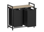 Boxxx Wäschekorb, Schwarz, Eiche, Metall, Textil, Holzwerkstoff, 92 L, rechteckig, 73x72x33 cm, Tragegriffe, Ordnen & Aufbewahren, Wäschekörbe & Tonnen