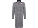 Heren 3/4 lange dubbele rij grijze Crombie overjas wollen jas Peaky Blinders