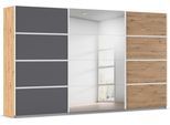 Kleiderschrank OTTO HOME "Mehrzweckschrank Aktenschrank Möbel Mietswohnung Schlafzimmer AVOLA", beige (eiche artisan, graumetallic, leisten weiß), B:360cm H:210cm T:62cm, Holzwerkstoff, Schränke, Kleiderschrank, mit eleganten Zierleisten in Chrom, Schwarz oder Weiß MADE IN GERMANY