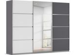 Kleiderschrank OTTO HOME "Mehrzweckschrank Aktenschrank Möbel Mietswohnung Schlafzimmer AVOLA", grau (graumetallic, alpinweiß, leisten chrom), B:271cm H:210cm T:62cm, Holzwerkstoff, Schränke, Kleiderschrank, mit eleganten Zierleisten in Chrom, Schwarz oder Weiß MADE IN GERMANY