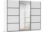 Kleiderschrank OTTO HOME "Mehrzweckschrank Aktenschrank Möbel Mietswohnung Schlafzimmer AVOLA", weiß (alpinweiß, leisten graumetallic), B:271cm H:210cm T:62cm, Holzwerkstoff, Schränke, Kleiderschrank, mit eleganten Zierleisten in Chrom, Schwarz oder Weiß MADE IN GERMANY