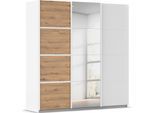 Kleiderschrank OTTO HOME "Mehrzweckschrank Aktenschrank Möbel Mietswohnung Schlafzimmer AVOLA", weiß (alpinweiß, eiche artisan, leisten weiß), B:203cm H:210cm T:62cm, Holzwerkstoff, Schränke, Kleiderschrank, mit eleganten Zierleisten in Chrom, Schwarz oder Weiß MADE IN GERMANY