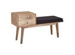 Mid.you , Schwarz , Holz, Textil , Mangoholz , massiv , 120x65x40 cm , abwischbar ,