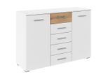 Möbelix , Weiß, Eiche Artisan , Holzwerkstoff , 2 Fächer , 5 Schublade(n) Schubladen , 120x84x40 cm , Blauer Engel, Goldenes M, Made in Germany , Kleinmöbel, Kommoden, Kommoden