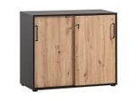 Livetastic Aktenschrank, Schwarz, Eiche Artisan, Holzwerkstoff, 2 Fächer, 100.1x83.6x41 cm, Beimöbel erhältlich, abschließbar, Arbeitszimmer, Aktenschränke