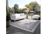Teppich ELLE DECORATION "Dynamic, Wendeteppich", beige (linen), B:80cm H:5mm L:150cm, Polypropylen, Teppiche, Teppich, Flachgewebe, In-& Outdoor, Modern, wendbar, Balkon, Wohnzimmer, Außen
