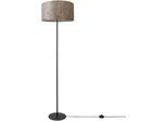 PACO HOME Stehlampe "Luca Pillar", schwarz, Ø 38cm H: 144cm, Leuchten, Mit Stoffschirm Stehlampe Wohnzimmer Leselampe Modern Vintage E27, Stehlampe