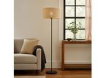 OTTO HOME Stehlampe "Mikka", beige (natur schwarz), 1, Ø 40cm H: 160cm, 1 Stk., Leuchten, mit Leinenstoffschirm, Höhe 160 cm, Ø 40 cm, Stehlampe