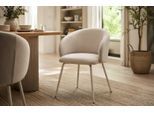 Esszimmerstuhl ACTONA GROUP "Eleanor 2er Set, gepolstert mit Armlehne, bequem, modern, beige", beige (, beige, beige, beige), B:55,5cm H:79cm T:55cm, Stoff, Stühle, Esszimmerstuhl, Skandinavisches Design, hoher Sitzkomfort & weicher Stoff