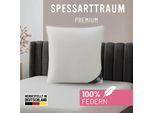 Gänsefederkopfkissen SPESSARTTRAUM "Premium, Kopfkissen 2-tlg. 40x80 oder 80x80 cm", weiß, B:80cm L:80cm, Bezug: 100% Baumwolle. Füllung: 100% Gänsefeder, Kopfkissen, Gänsefederkopfkissen, Seitenschläfer & Rückenschläfer, Hergestellt in Deutschland