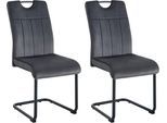 Esszimmerstuhl HOME AFFAIRE "BRANDON, 2er Set, mit Metallgestell in matt schwarz", grau (schwarz matt, pulverbeschichtet, anthrazit), B:56cm H:91cm T:63cm, Metall, Polyester, Stühle, Esszimmerstuhl, in verschiedenen Farben, Belsatbarkeit pro Stuhl 120 kg, 360 drehbar