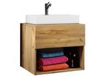 Waschtisch VCM "2-tlg. Waschtisch Waschplatz Badmöbel Lendas II", braun (honig, eiche), B:60cm T:52cm, Waschtische, Waschtisch