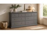 Kommode HOME AFFAIRE "Paris, Aufbewahrung, Schubladenschrank, Stauraum, mit 8 Schubladen", grau (matt grau), B:183,4cm H:86,9cm T:48,5cm, MDF, Sideboards, Kommode, Landhausstil, Elegant, geräumig, Breite 184 cm, Höhe 87 cm