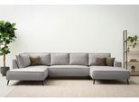 Wohnlandschaft OTTO HOME "TVINNU", silbergrau, B:354cm H:83cm T:193cm, Sofas, Wohnlandschaft, Recamiere rechts/links, schwarze Metallfüße, bequeme Sitz-/Liegefläche