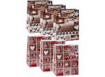 TSI Geschenktüten Set Serie 9, 6-teilig, 3 x Motiv „Christmas Decorations“/3 x Motiv „Christmas Accessoires“, PP-Folie, farbsortiert