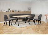 Eckbankgruppe OTTO HOME "Aretha Essecke, Sitzgruppe, Eckbank, Küchenbank", schwarz (jet schwarz, schwarz), B:215cm H:87cm T:150cm, 90% PES, 5% Nylon, 5% Rayon, Sitzmöbel-Sets, Eckbankgruppe, Esszimmer Sitzgruppe, Tisch, Stühle und Bank gepolstert, Nosagfederung
