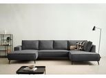 Wohnlandschaft OTTO HOME "TVINNU", anthrazit, B:354cm H:83cm T:193cm, Sofas, Wohnlandschaft, Recamiere rechts/links, schwarze Metallfüße, bequeme Sitz-/Liegefläche