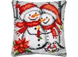 Kreuzstichkissen "Schneemann & Frau"