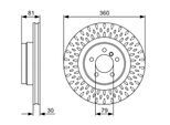 BOSCH Bremsscheibe 0986479557 belüftet 360mm 30mm für LAND ROVER