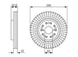 BOSCH Bremsscheibe 0986479485 belüftet 296mm 32mm für TOYOTA LEXUS