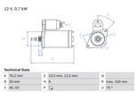BOSCH Starter 0986010530 für VW