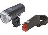 Fahrradbeleuchtung PROPHETE "LED-Batterieleuchten Set, 30/15 LUX", schwarz, Fahrradlampen