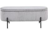 Hockerbank SALESFEVER "Hockerbank im stilvollen Look", grau (hellgrau, schwarz), B:110cm H:44cm T:40cm, Cord-Stoff (88% Polyester/12% Nylon), Metall, Hocker, Hockerbank, aufklappbar, mit Stauraumfunktion