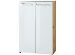 Aktenschrank "Muenchen" Glasfront Soft-Close Abschließbar, Chalet-Eiche-Nb./Weiß 80x37x120cm