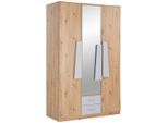 , Grau, Eiche Artisan , Holzwerkstoff , 6 Fächer , 2 Schublade(n) Schubladen , 134.1x216.3x59.9 cm , Schlafzimmer, Kleiderschränke, Drehtürenschränke