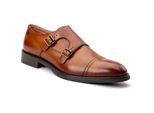 Base London Taper Leren Heren Tan Dubbele Monk Schoenen