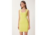 Geribbelde Bodycon Mini-Jurk met Vierkante Kraag